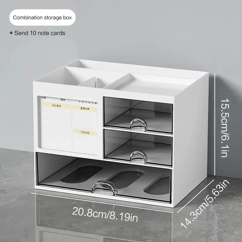 Desktop Combination Drawer Storage Box Desk Organizer Pen Holder Stationery Drawers Accessories Office School Supplies