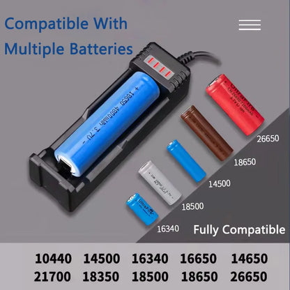 Universal USB Smart Single Slot Charger 26650 10440 14500 18650 Lithium Charger Flashlight Toy 3.7V-4.2V Lighting Power Bank