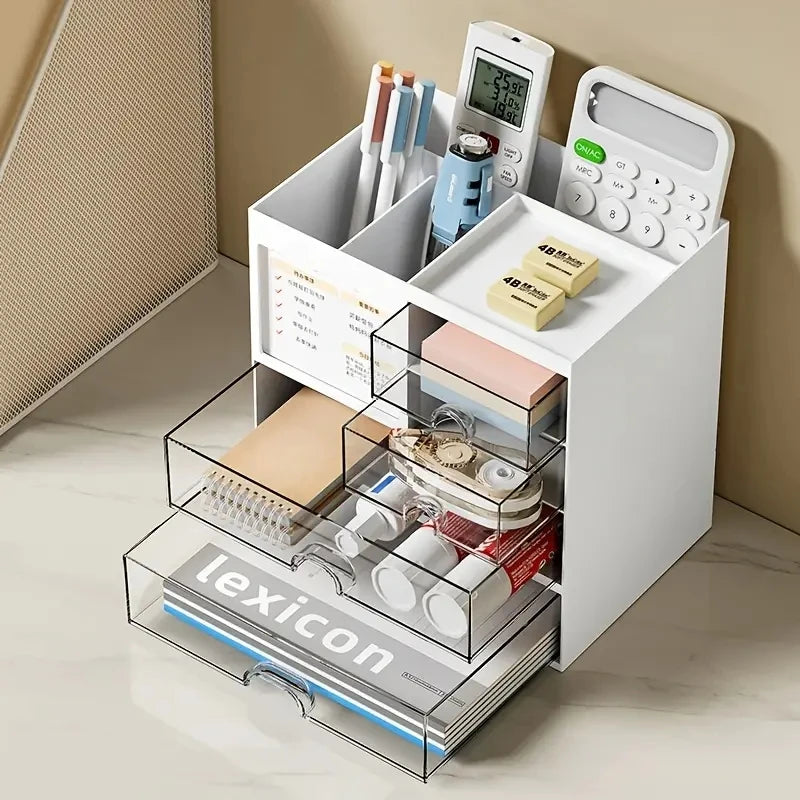 Desktop Combination Drawer Storage Box Desk Organizer Pen Holder Stationery Drawers Accessories Office School Supplies