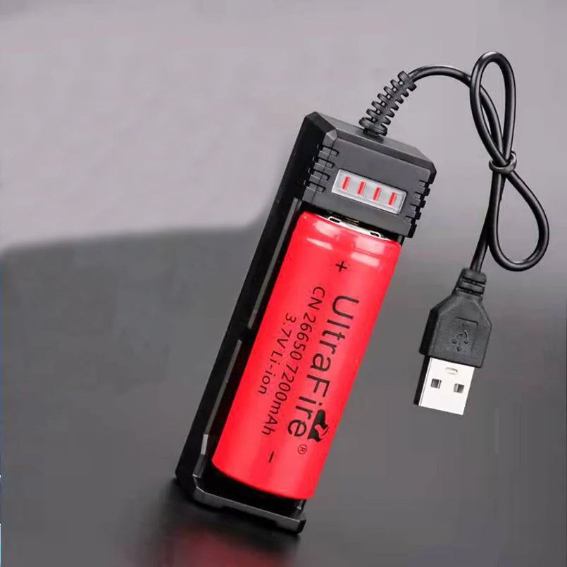 Universal USB Smart Single Slot Charger 26650 10440 14500 18650 Lithium Charger Flashlight Toy 3.7V-4.2V Lighting Power Bank
